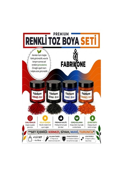 Toz Mum Boyası Seti 10 Cc 4 Lü Soya & Parafin Wax Için Kırmızı, Siyah, Mavi, Turuncu Bkfab4ksmt10g Çok Renkli