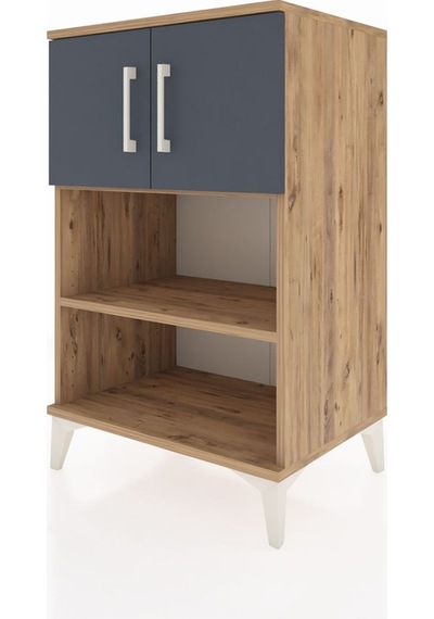 Hyperion Komodin 2 Raflı 2 Kapaklı 60x44x96 Çam-antrasit Atlas Çam