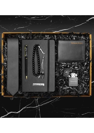 Kişiye Özel Cüzdan & Exclusive Kravat & Zippo Model Çakmak & Defter & Kalem & Tesbih Hediye Seti