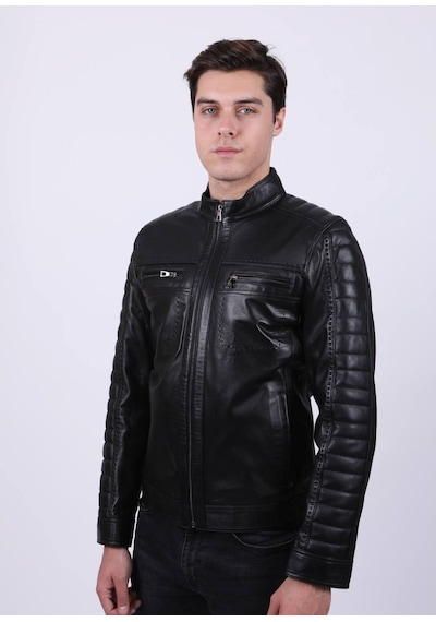 New Zaya Leather Erkek Siyah Hakiki Deri Ceket (466905892) Siyah