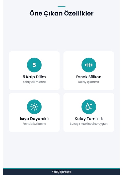 5 Dilim Kalp Tasarımlı Silikon Kek Kalıbı 21 Cm Kahverengi - Beyaz