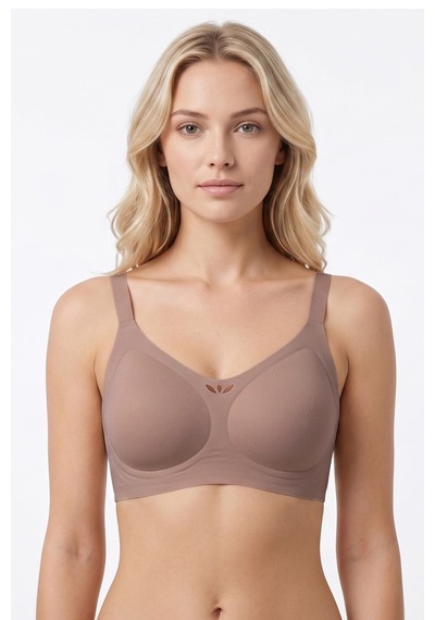 Cottonhill Seamless Bra - Ease Kahverengi Lazer Kesim Balensiz Dekolteli Dikişsiz Kadın Sütyen