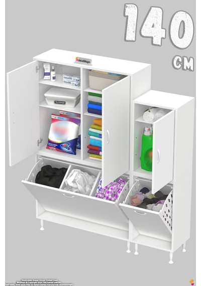 Ohbe 90 + 50cm Genişlik 160cm Boy 32,5cm Derinlik Kirli Sepetli 3 Kapaklı Çok Amaçlı Banyo Dolabı Beyaz Ohbe 90 + 50cm Genişlik 160cm Boy 32,5cm Derinlik Kirli Sepetli 3 Kapaklı Çok Amaçlı Banyo Dolabı Beyaz