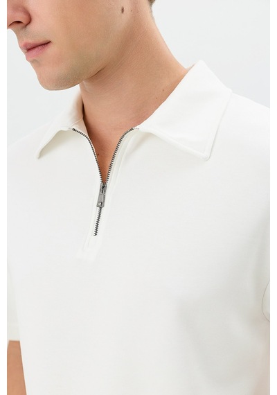Antioch Polo Yaka Basic T-shirt Ekru