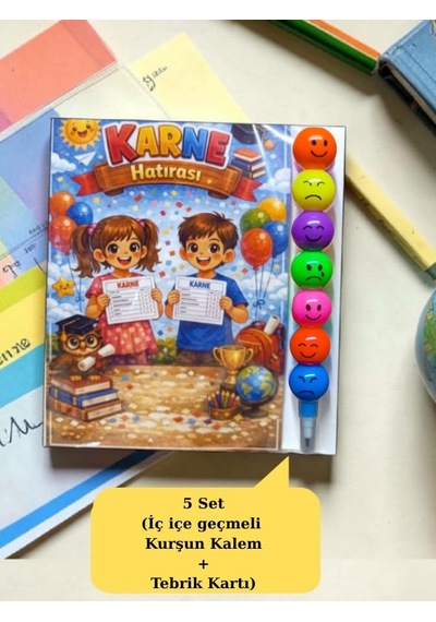 Karne Hediyesi 5 Set Kurşun Kalem Ve Tebrik Kartı