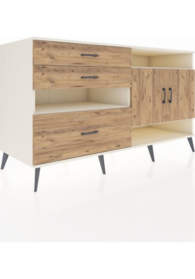 Kronos Konsol 4 Raflı 3 Çekmeceli 2 Kapaklı 176x59x99 Aytaşı-çam Aytaşı-çam