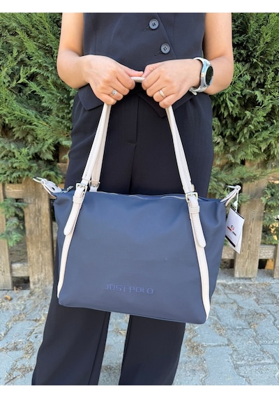 Just Polo Kadın Krem Taba Büyük Boy Lakost Kumaş El Ve Omuz Çantası P346037mh Krem - Taba