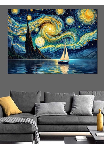 Yıldızlı Gece Van Gogh Dekoratif Kanvas - Mdf Ahşap Tablo