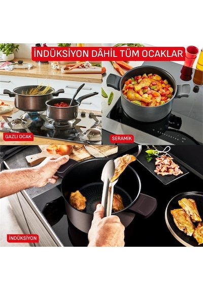 Tefal 2100143071 Halo Okaliptus Derin Tencere 24 Cm + Kapak Y