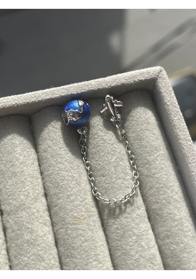 Dünya Ve Uçak Güvenlik Zinciri Charm Asafaccessory Mavi