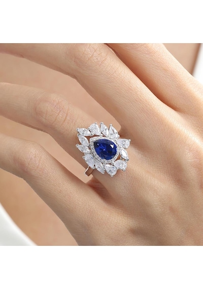 Mia Vento Effective Diamond İstanbul İhtişamı Sentetik Safir Taşlı Gümüş Yüzük
