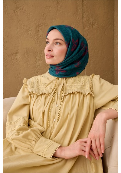 Silk Home Soft Eşarp 73099-16 Yeşil, Petrol Mavi, Fuşya