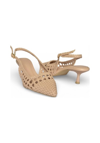 Fox Shoes Y820026509 Ten Örgü Detaylı Alçak Topuklu Kadın Ayakkabı Ten