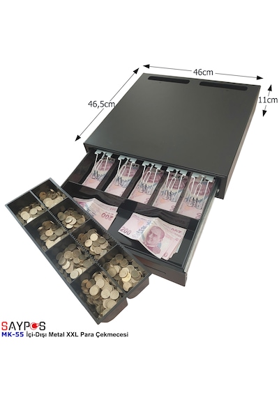 İç-dış Ful Metal 5 Banknot Gözlü Ağır Yük Para Çekmecesi 46x46x11
