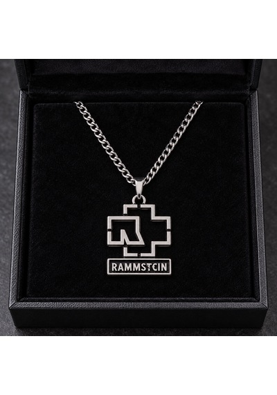 Rammstein Logo Kolye Gümüş Renk Geometrik Sembol Industrial Metal Kolyesi Altın - Gümüş