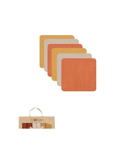 Bistyle 6'lı Müslin Mendil 20x20 Cm 90106 Kiremit Bej Hardal Çok Renkli