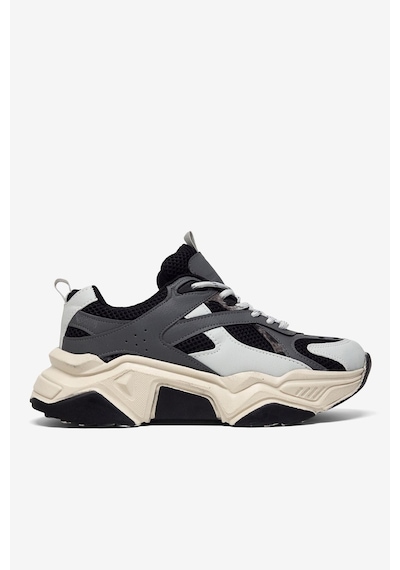 Tonny Black Rahat Kalıp Poli Taban Bağcıklı Sneaker Kadın Füme Gri Sneaker Tbcrn1903