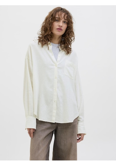 Jack & Jones Kadın Keten Karışımlı Gömlek - Jamie - 12269668 Blanc De Blanc