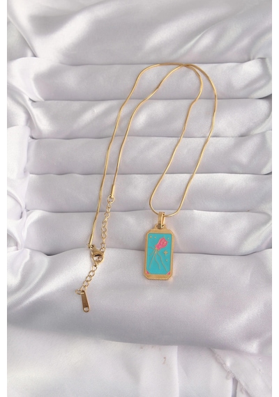 Mey İthalat 316l Çelik Gold Renk Mavi Mineli Tarot Kolye - Özel Seri Meyeb66cdce924c363ca252091946