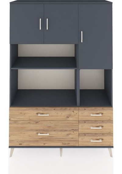 Hyperion Dolap 8 Raflı 5 Çekmeceli 3 Kapaklı 132x44x195 Antrasit-antrasit/çam Antrasıt/atlas Çam Hyperion Dolap 8 Raflı 5 Çekmeceli 3 Kapaklı 132x44x195 Antrasit-antrasit/çam Antrasıt/atlas Çam