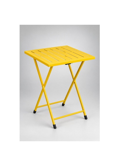 Katlanır Metal Balkon Bahçe Bistro Masa 50x50 Cm Kare Masa 75 Cm Sarı 1646