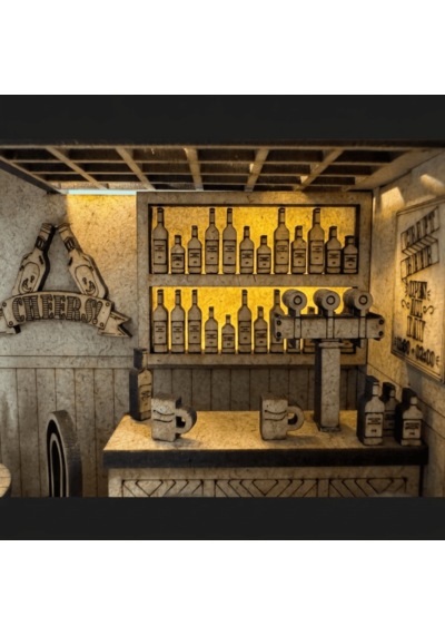 Beer House Ahşap Maket Seti Dıy Miniatür Meyhane Book Nook Koleksiyoner Model