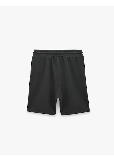 Koton Modal Karışımlı Cepli Straight Fit Beli Bağcıklı Spor Şort Antrasit 6sam40135nk