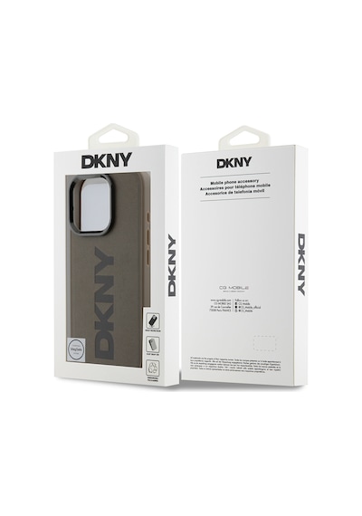 Apple iPhone 16 Pro Max Uyumlu Kılıf Dkny Lisanslı Magsafe Şarj Özellikli Pu Deri Plain Kapak Kahverengi