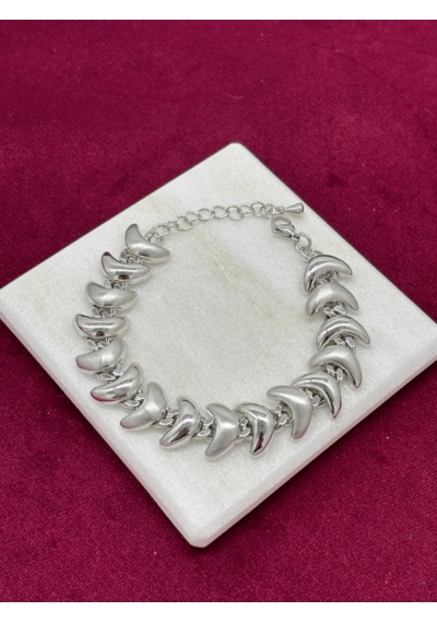 Parlak Ve Mat Silver Renkli V Şekilli Bileklik Silver