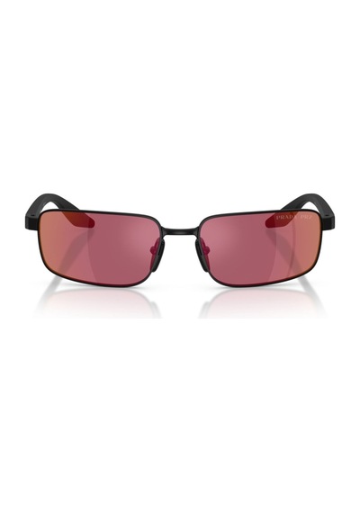 Prada Ps B54s 1bo07a 59 Linea Rossa Erkek Polarize Dikdörtgen Aynalı Siyah Metal Güneş Gözlüğü Siyah
