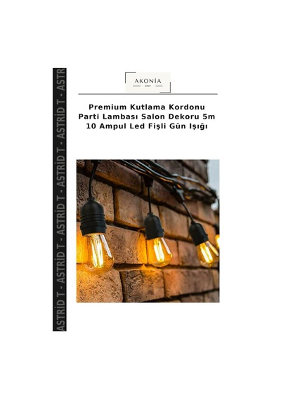 Premium Kutlama Kordonu Parti Lambası Salon Dekoru 5m 10 Ampul Led Fişli Gün Işığı Çok Renkli