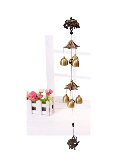 Feng Shui Metal Rüzgar Çanı Iki Katlı Bereket Filleri 6 Çan