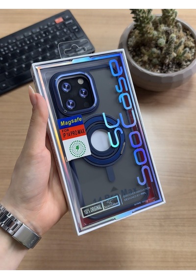 Apple Uyumlu iPhone 14 Pro Max Standlı Ve Yüzüklü Magsafe Kılıf Soocase721 Lacivert