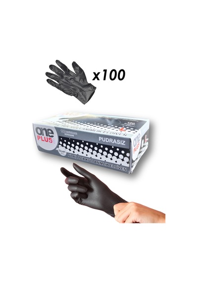 One Plus Nitril Eldiven Pudrasız Larc Siyah 100'lü Paket