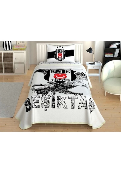 Taç Lisanslı Pike Takımı Beşiktaş Kartal Tek Kişilik