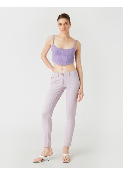 Koton Dar Paça Pantolon Cepli Lila 4yak48506ow