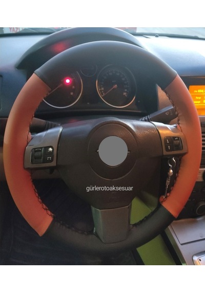 Opel Astra H Kasa Dikmeli Direksiyon Kılıfı Kahverengi-Siyah