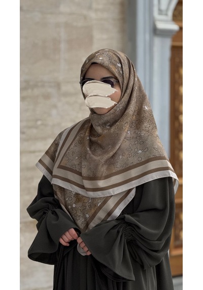 Qalortex Scarf Pamuklu Soft Minâ Desen Eşarp-yosun Yosun Yeşili