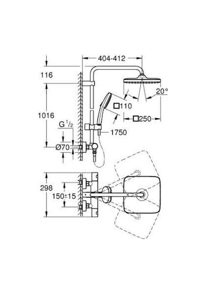 Grohe Tempesta Cube Duş Sistemi Termostatik Duş Bataryalı Mat Siyah - 266892431 Siyah