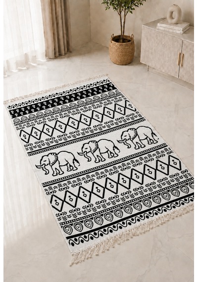 Kilim Paspas Çok Amaçlı Halı Makinede Yıkanabilir Toz Yapmaz Siyah 5