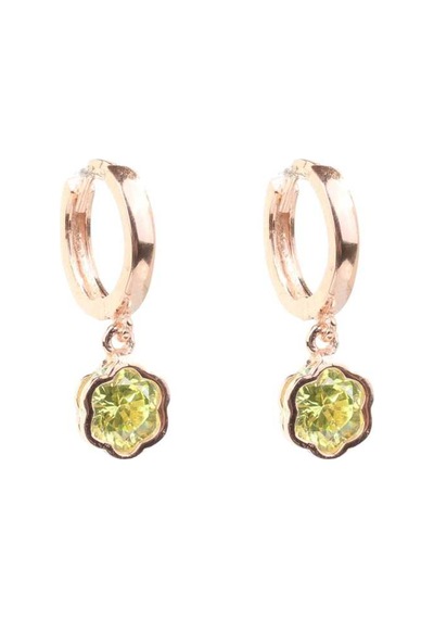 925 Ayar Gümüş Peridot Taşlı Çiçekli Küpe