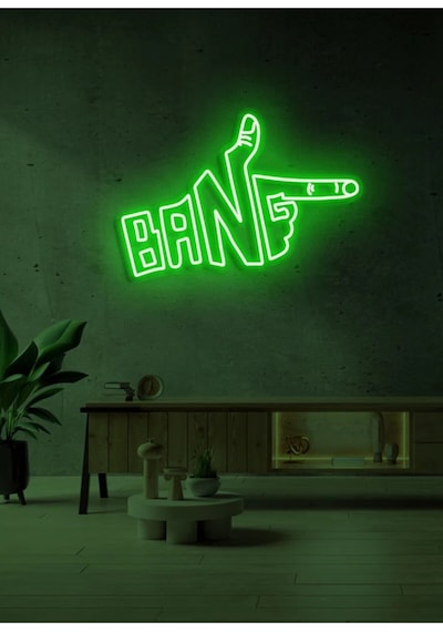 Bang Yazılı Ve Şekilli Neon Tabela Yeşil