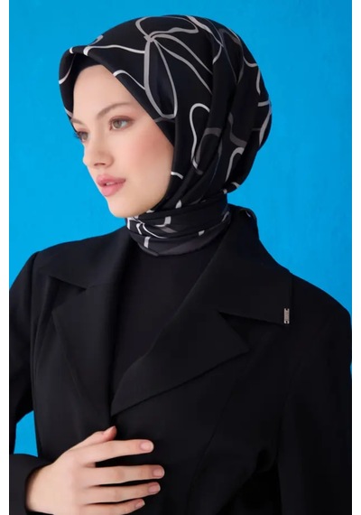 Belli Saf Twill İipek Eşarp 4113d Siyah