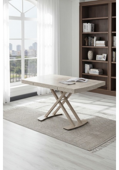 Venoxa Premium 80x120 / 80x180 Ölçülü Mdf Masa Tek Masadır Traverten/bej Traverten/bej