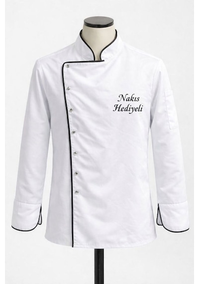 Chef Ceketi Profesyonel Aşçı Üniforması, Aşçı Gömleği Aşçı Forması Nakış Hediyeli Beyaz