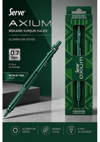 Serve Axium Mek.kurşun Kalem 07mm Petrol Yeşili Çok Renkli