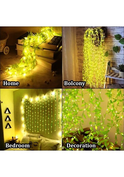 Vıp Kalite Salkım Yaprak Led Işık Gün Işığı Led Salkım Sarmaşık Led Işık 3x1 Metre 180 Led Modlu Gün Işığı