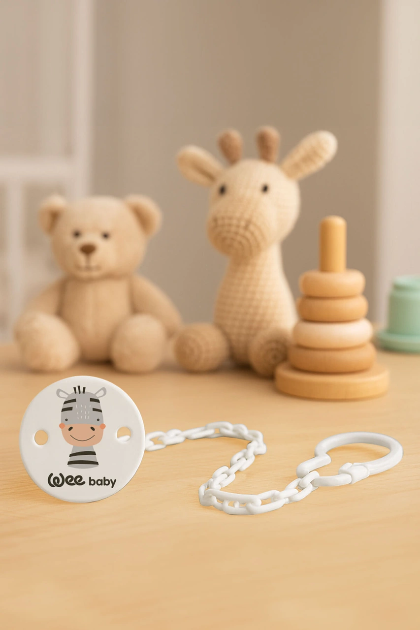 Wee Baby Desenli Emzik Askısı Gri Zebra