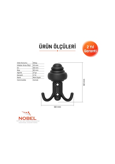 Sarikli Askı, Metal Vestiyer Askısı, 27 Gr, Dolap Ve Duvar Askılığı, Matsi Yah Vidalı