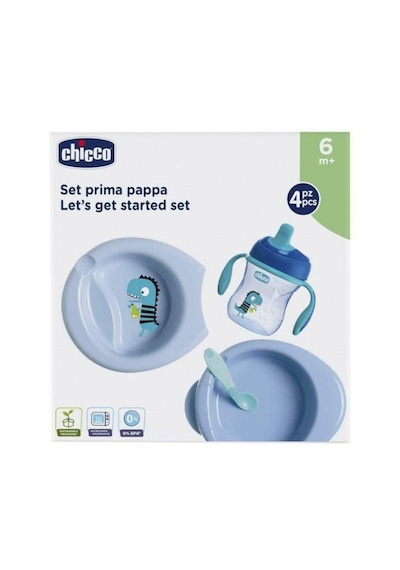 Chicco 4 Parça Beslenme Seti +6 Ay - Erkek Mavi